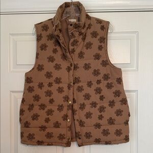 Hem & Thread Brown Floral Puffer Vest